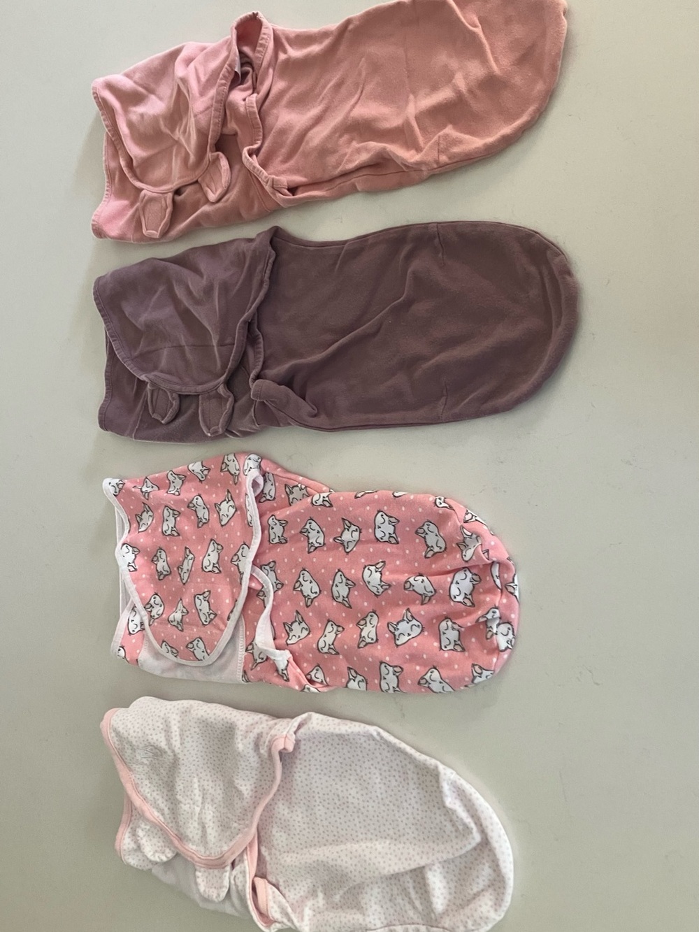 Set of 4 Newborn and 0-3 Months Swaddles 100% Cotton Sleep sacks - Baby Girl